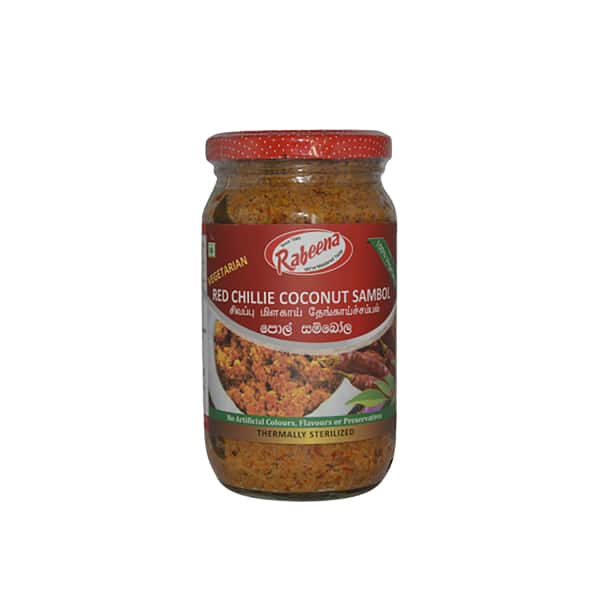 Rabeena - Red Chillie Coconut Sambol 325g Rabeena - Red Chillie Coconut Sambol 325g